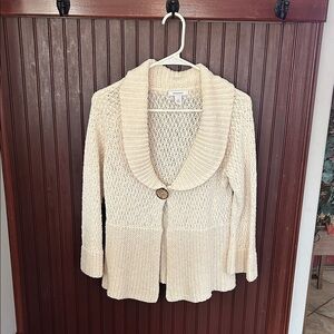 Dress Barn Cream Knit Cardigan with Button